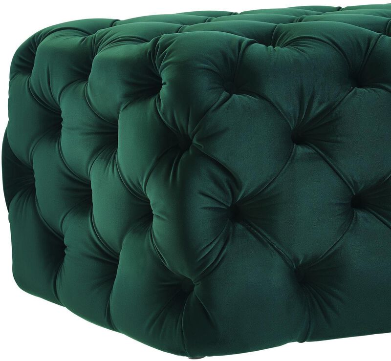 TOV Furniture The Kaylee Collection Modern Style Living Room Jumbo Velvet Upholstered Button Tufted Ottoman, Green image number 5