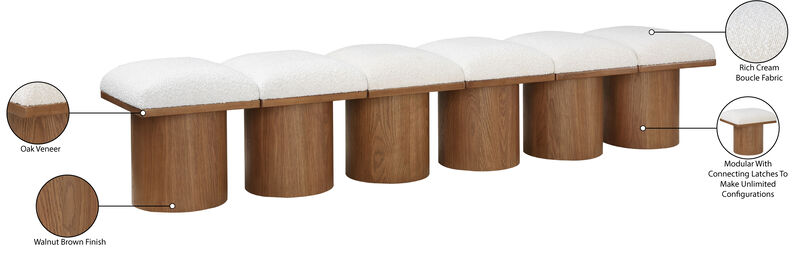 Meridian Furniture Pavilion Cream Boucle Fabric Bench