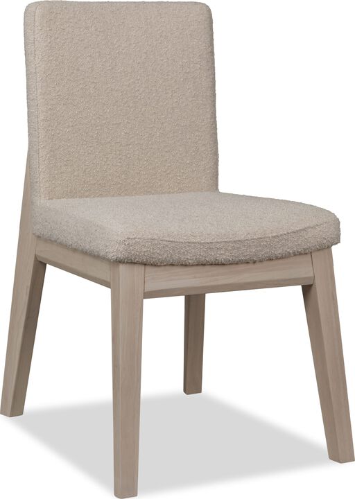Liv Solid Wood Dining Chair in White Sand and Brun Boucle - Set of 2