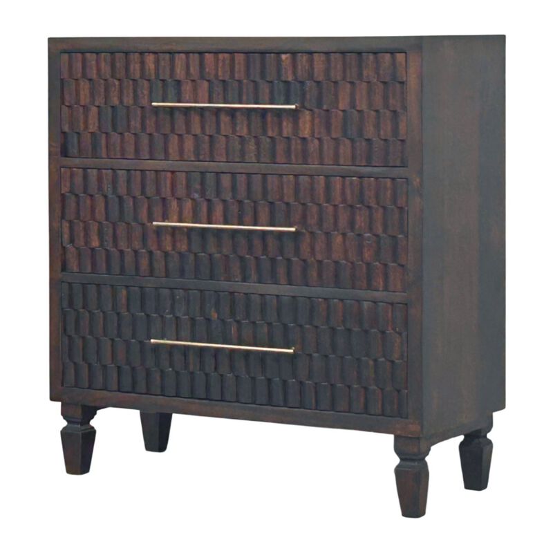 Artisan Furniture Solid Wood Arno Chest ,Mocha Tone,3-Drawers image number 3