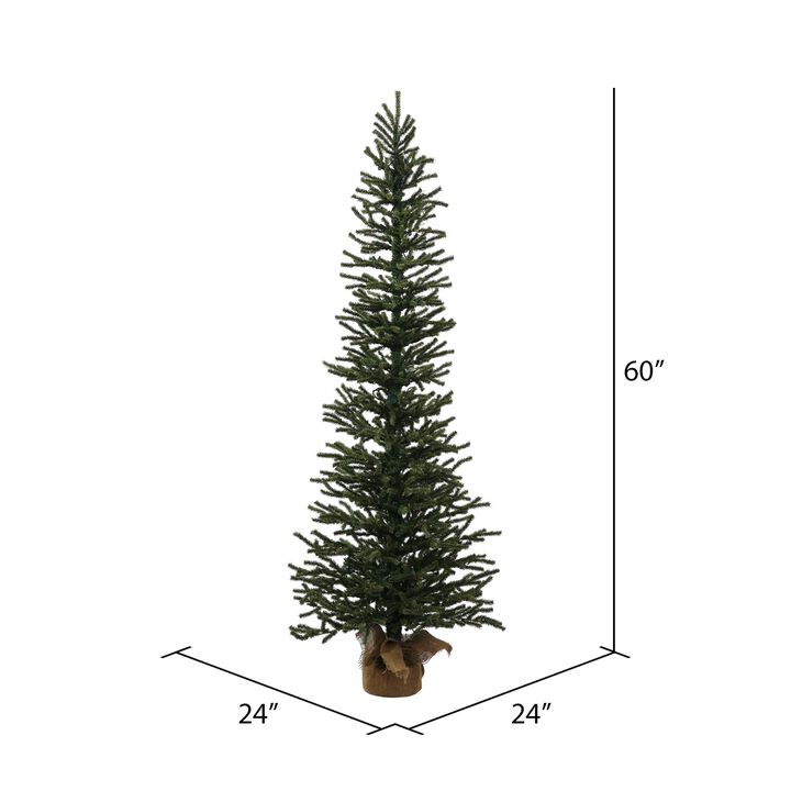 Vickerman 5' Mini Pine Artificial Christmas Tree - Unlit - Seasonal Indoor Home Decor with Decorative Burlap Base - Reliable and Durable - Realistic Tree