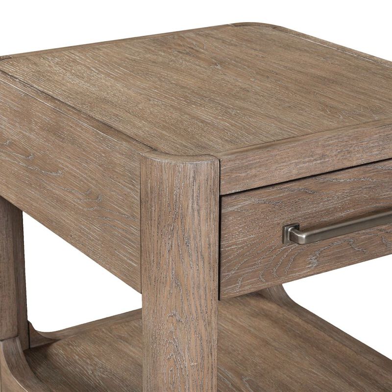 Liberty Furniture Living Room End Table Contemporary with Storage Drawer - Burnished Clay Oak Wood image number 7