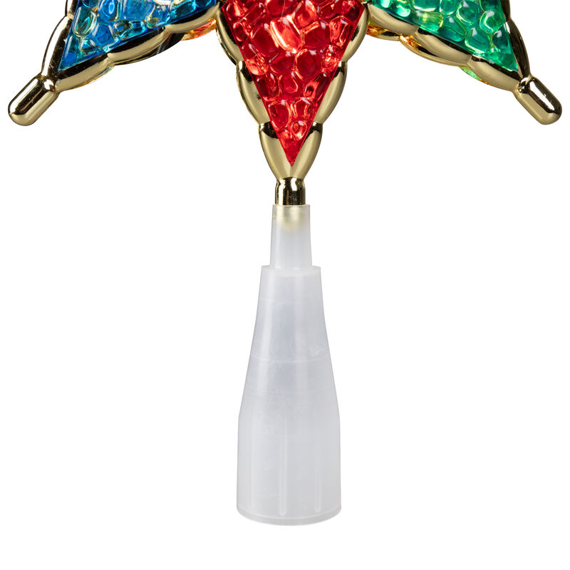 8" Pre-Lit Red and Green Crystal 8-Point Star Christmas Tree Topper - Clear Lights image number 5