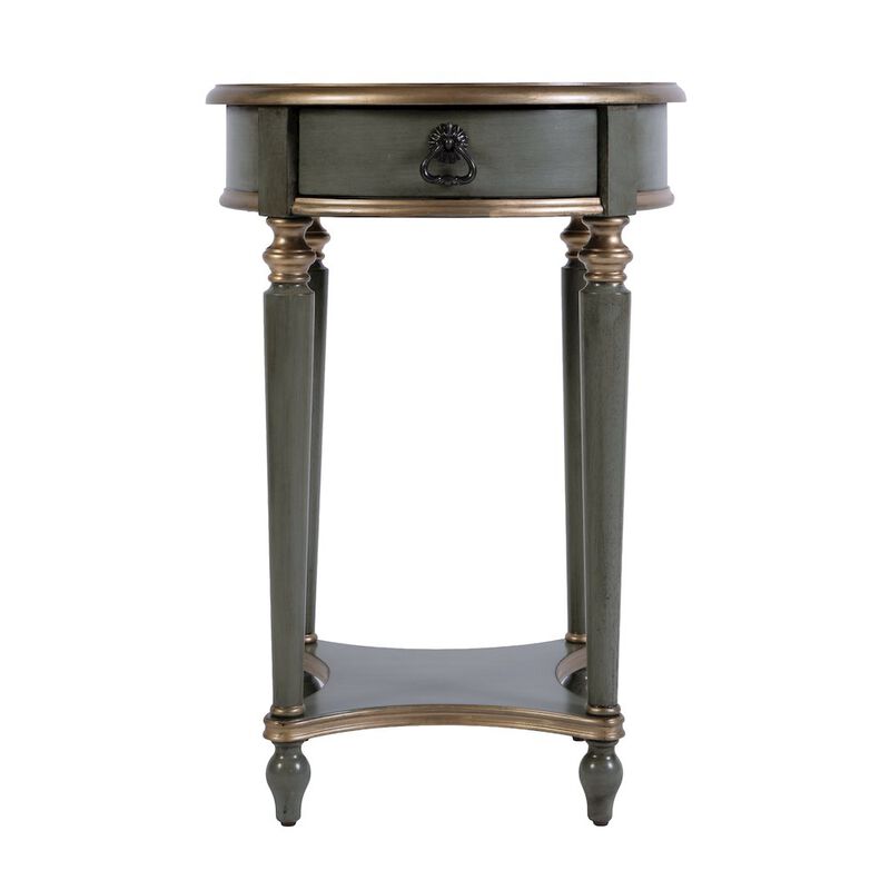 Butler Specialty Jules 17.5 in. W Round Wood 1 Drawer End Table,Lower Open Shelf, Pastel Green image number 5