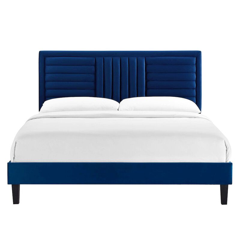 Sofia Channel Tufted Performance Velvet Full Platform Bed image number 2