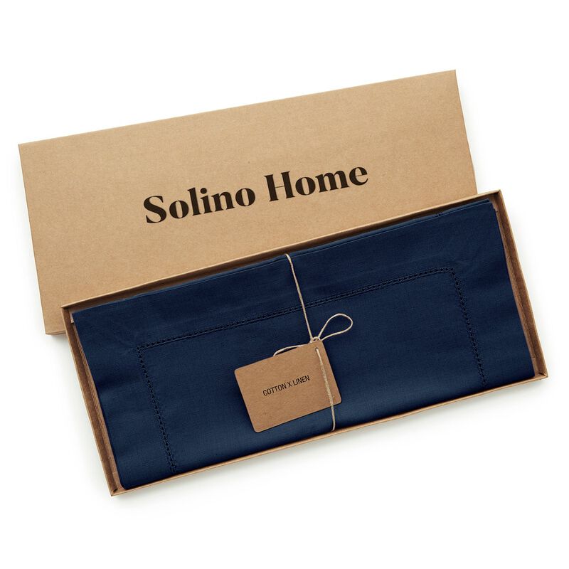 Solino Home Cotton Linen Table Runner - Cotton Linen Hemstitch