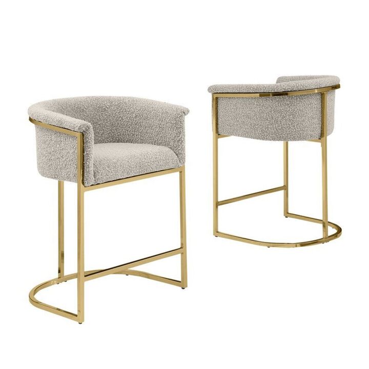 Best Quality Furniture Best Quality teddy Boucle in gray barstool - Set of 2