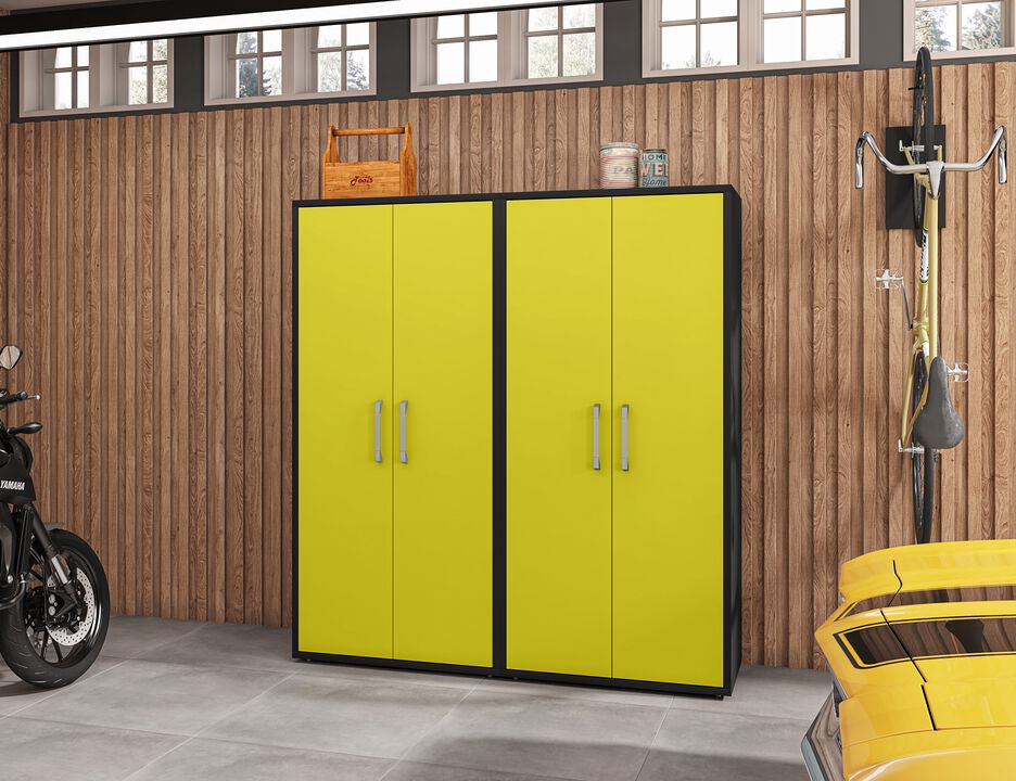 Eiffel Yellow Garage Cabinets (Set of 2)
