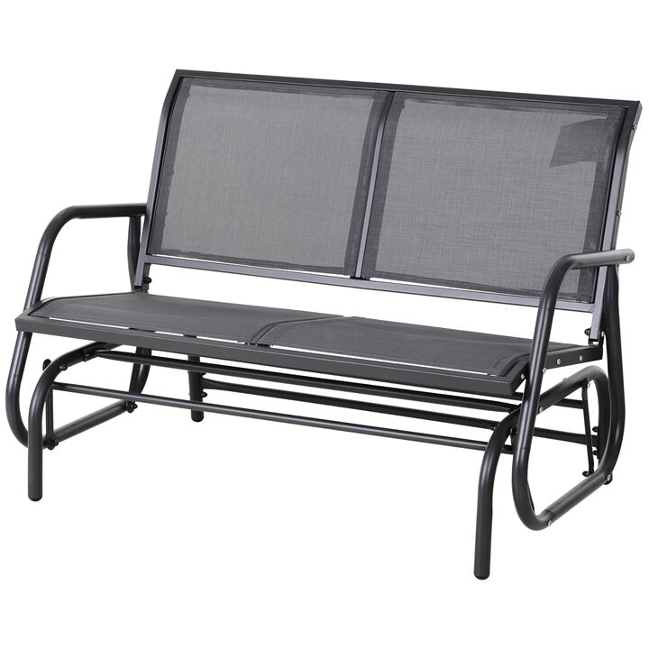Outsunny 2-Person Outdoor Glider Bench, Patio Double Swing Rocking Chair Loveseat w/ Powder Coated Steel Frame for Backyard Garden Porch, Gray