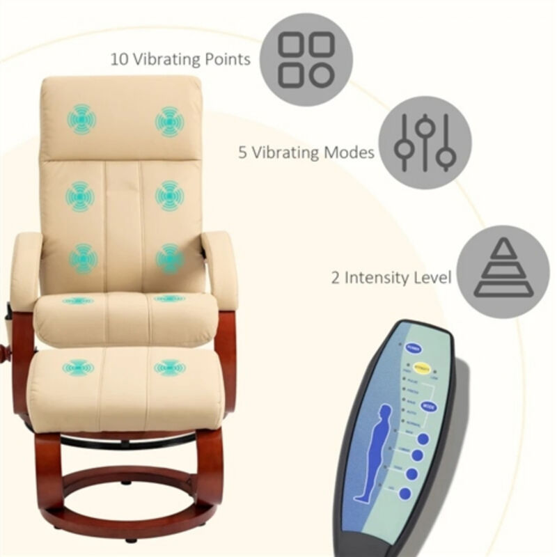 Adjustable Faux Leather Electric Massage Recliner Chair with Ottoman – Remote-Controlled Relaxation