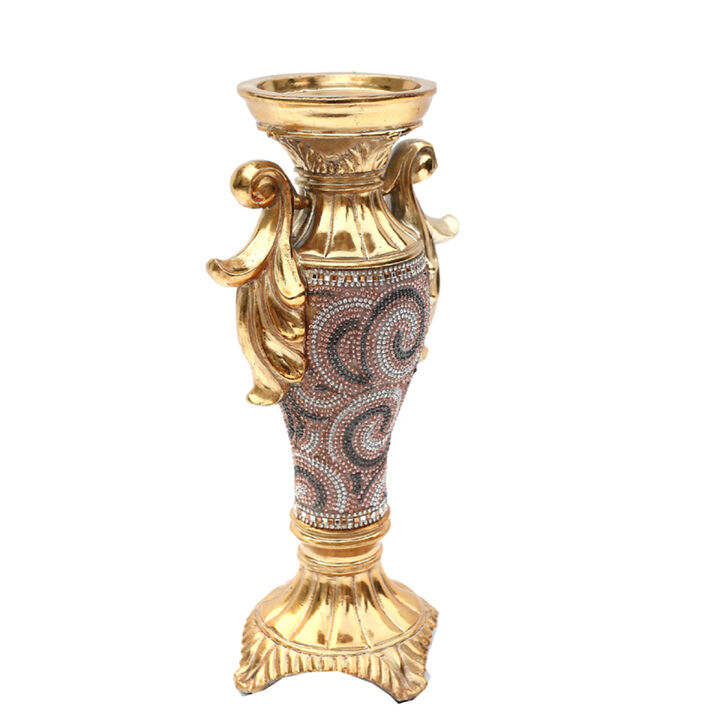 Chrome Plated Crystal Embellished Ceramic Vase