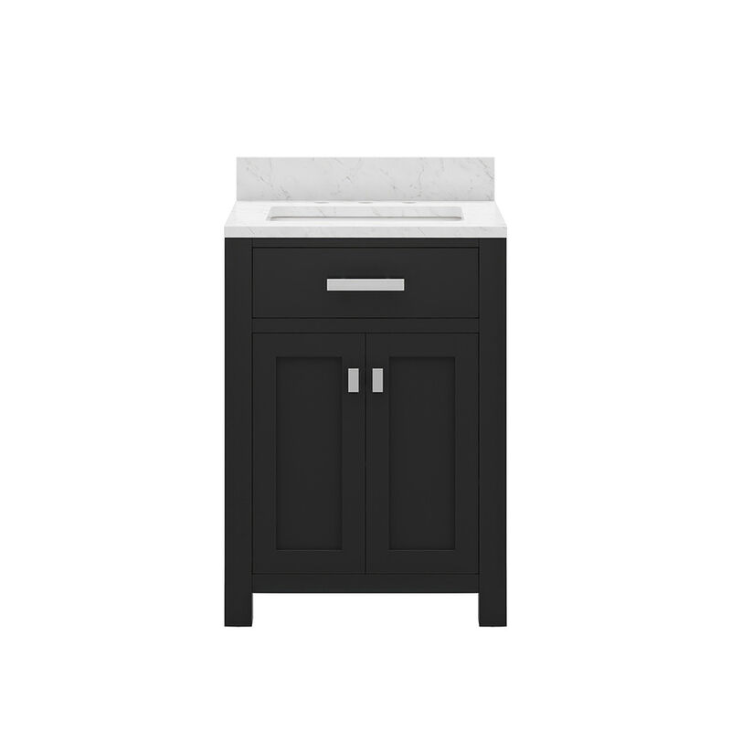 Madison 24 In. Single Sink Carrara White Marble Countertop Bath Vanity in Espresso