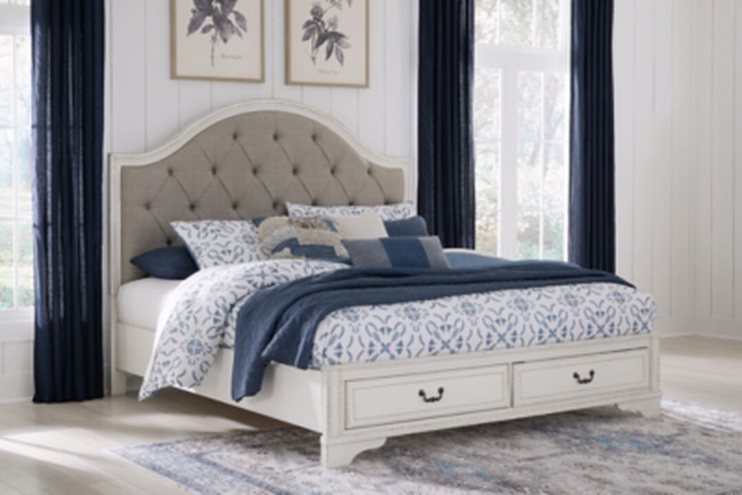 Brollyn King Upholstered Panel Storage Bed