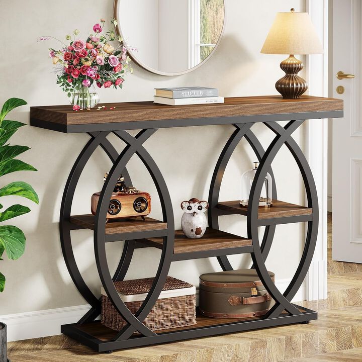 Tribesigns Contemporary 4-Tier Wood Console Table with Storage Shelves
