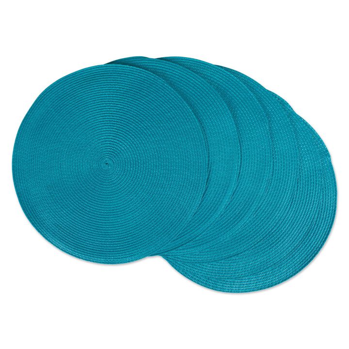 Set of 6 Tropical Blue Solid Round Placemats 14.75"