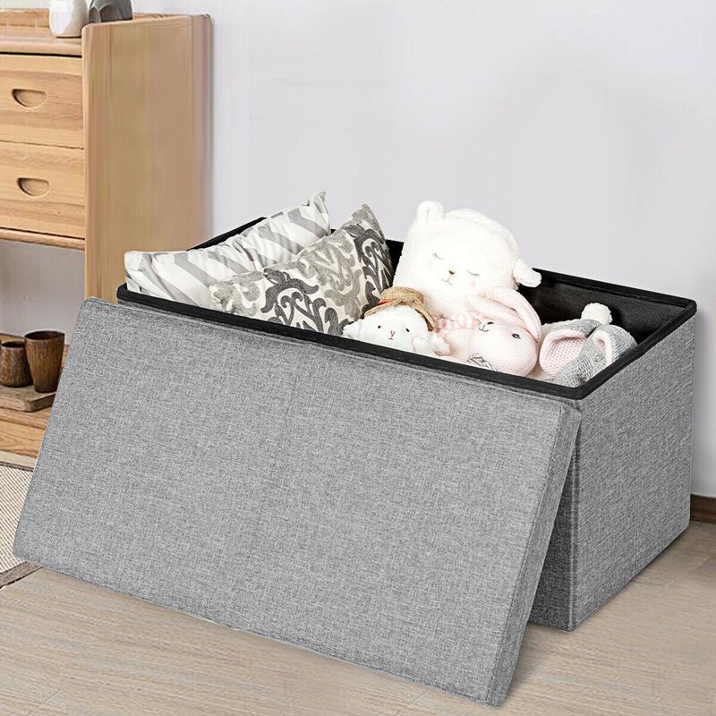 Folding Storage Ottoman with Lift Top