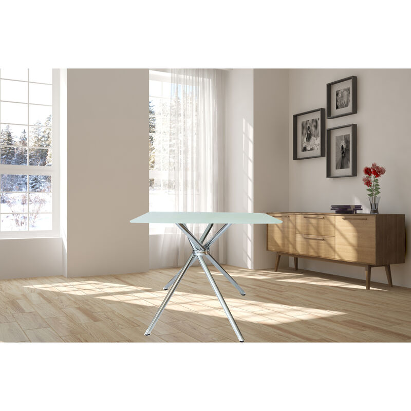 36" Square Frosted Tempered Glass Table