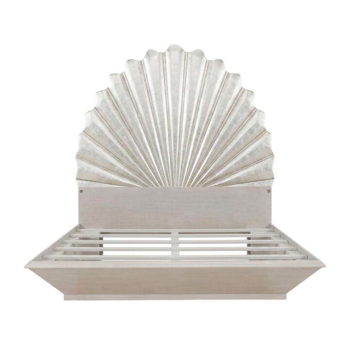 Starlight Canyon Home King Fan Bed in Silver Leaf for Elegant Bedroom Decor