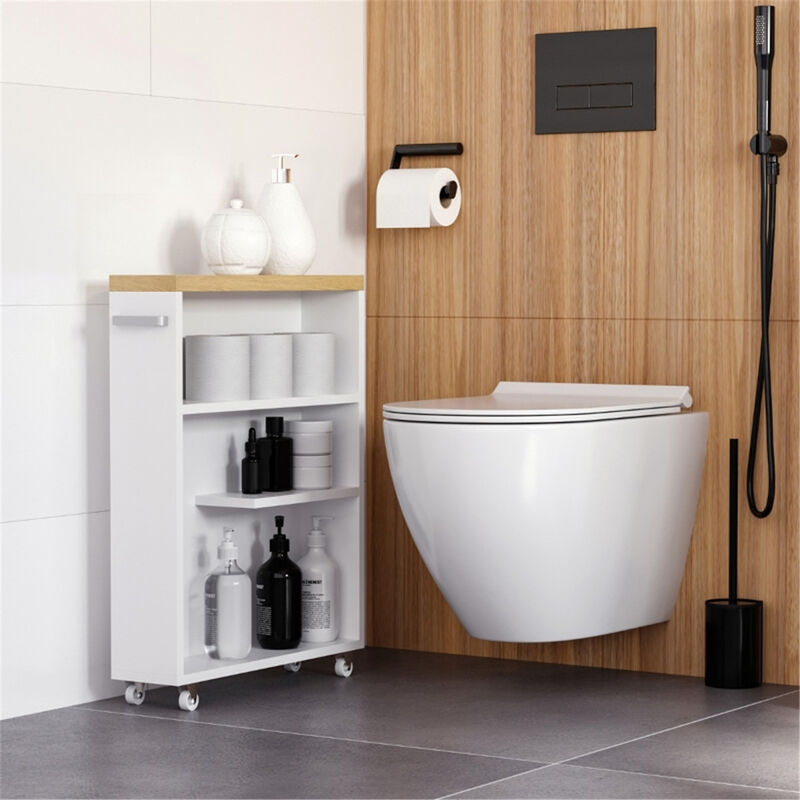 Multi-Purpose Paper Cabinet Space-Saving Side Table & Bathroom Corner Storage image number 6