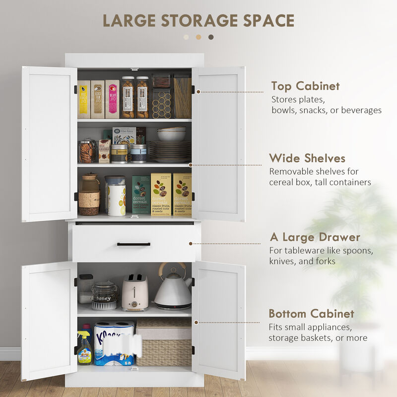Hivvago Pantry Cabinet with Barn Doors and Adjustable Shelves image number 4