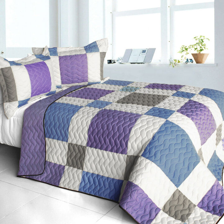 Vermicelli Quilted Patchwork Bedding Set Queen Size Pure Willing Design