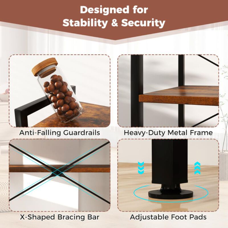 Hivvago 4-Tier Kitchen Bakers Rack with Power Outlet and 8 Hooks