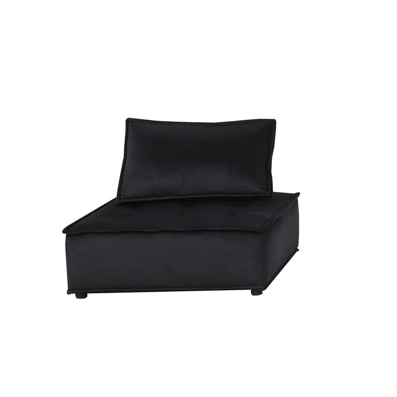 Streamdale Anna Black Velvet 5 Piece Sectional Sofa Ottoman image number 6