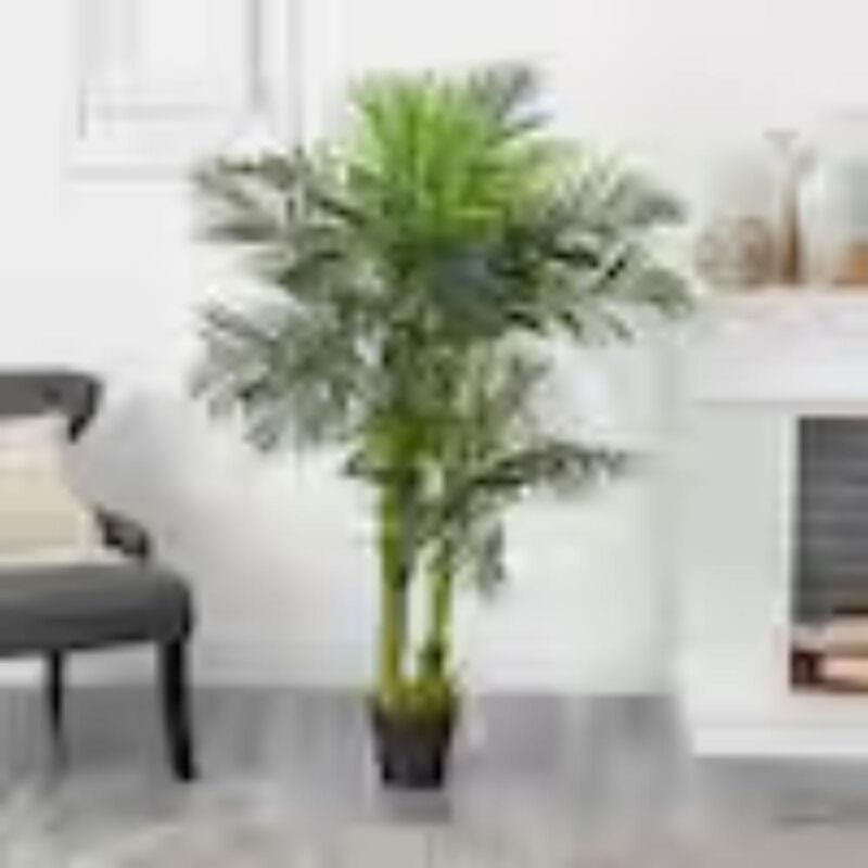 Hivvago 5 Feet Double Stalk Hawaii Palm Artificial Tree