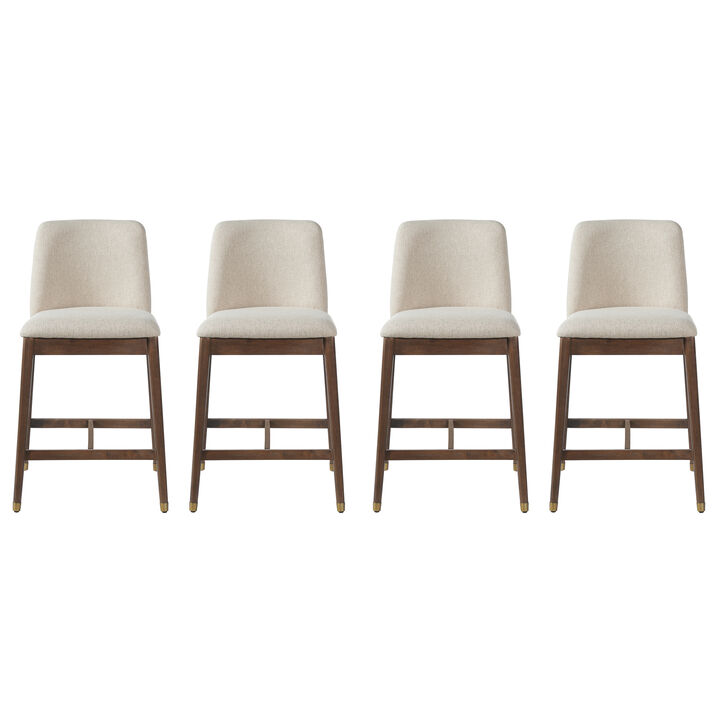 Christopher Knight Home Alexandra Farmhouse Rubberwood Upholstered Counter Stools with Curved Backrest (Set of 4)