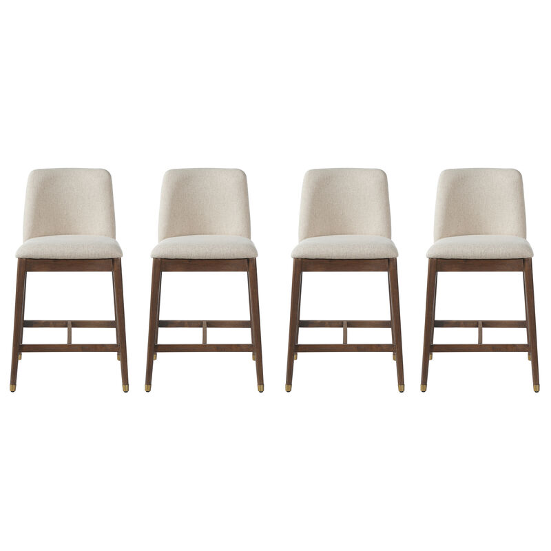 Christopher Knight Home Alexandra Farmhouse Rubberwood Upholstered Counter Stools with Curved Backrest (Set of 4) image number 0