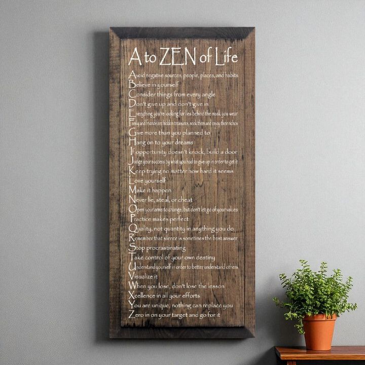 A to ZEN of Life Funny Zen Quote Wooden Wall Sign