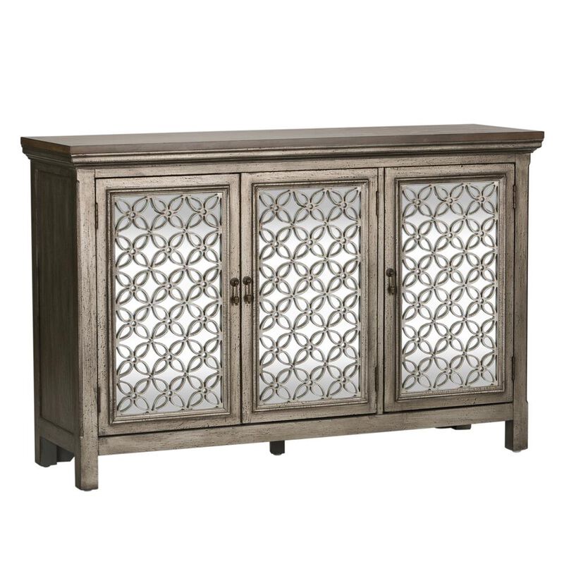 Liberty Furniture Westridge 3 Door Accent Cabinet in Wirebrushed Gray image number 2