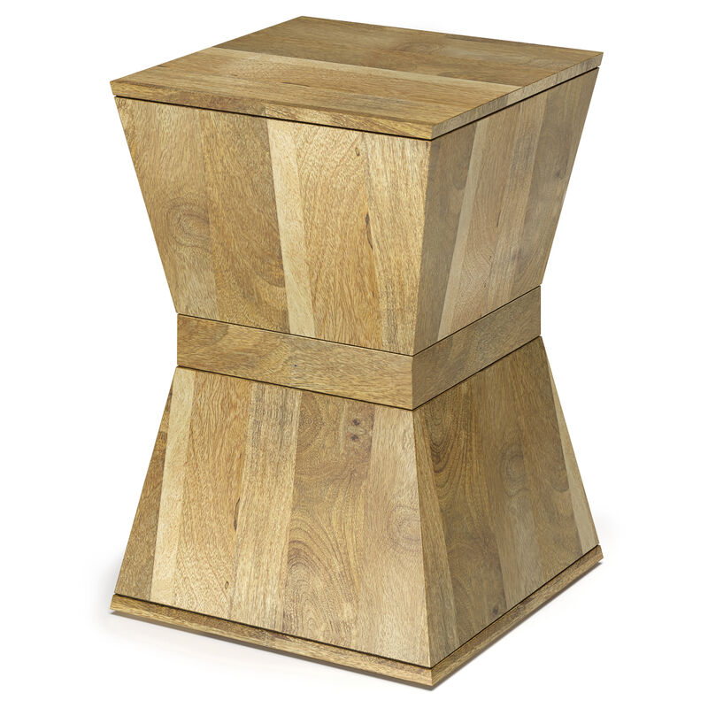 Westfield SOLID MANGO WOOD 14 inch Wide Square Boho Side Table in Natural, Fully Assembled
