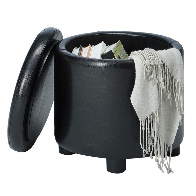 Convience Concept, Inc. Designs 4 Comfort Round Accent Storage Ottoman with Reversible Tray Lid