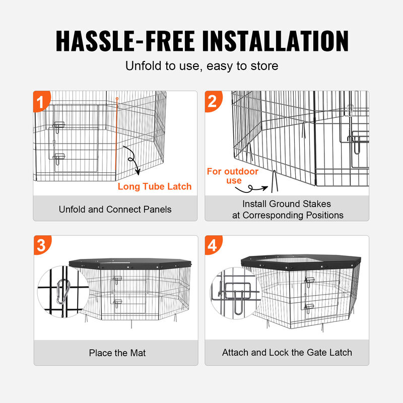 VEVOR Dog Playpen 8 Panels Foldable Metal Dog Exercise Pen with Top Cover 24" H image number 4