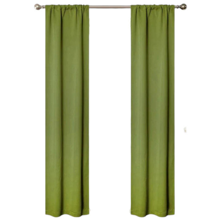 Set of 2 Blackout Curtains Rod Pocket Solid Room Darkening