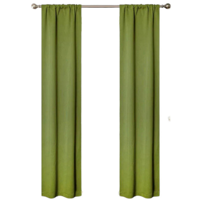 Set of 2 Blackout Curtains Rod Pocket Solid Room Darkening image number 0