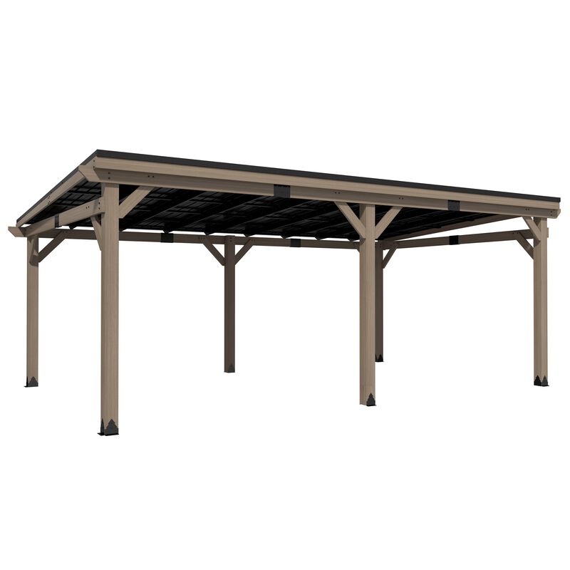 Mondawe 12 ft. x 20 ft. Outdoor Cedar Wooden Hardtop Gazebo with Pitched Galvanized Steel Roof