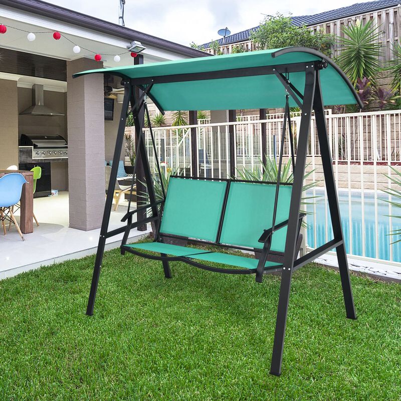 Mondawe 2 Person Patio Swing with Weather Resistant Glider and Adjustable Canopy