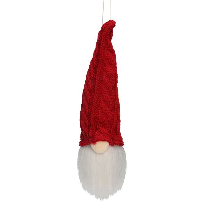 6.25" Red and White Gnome Head with Hat Hanging Christmas Ornament
