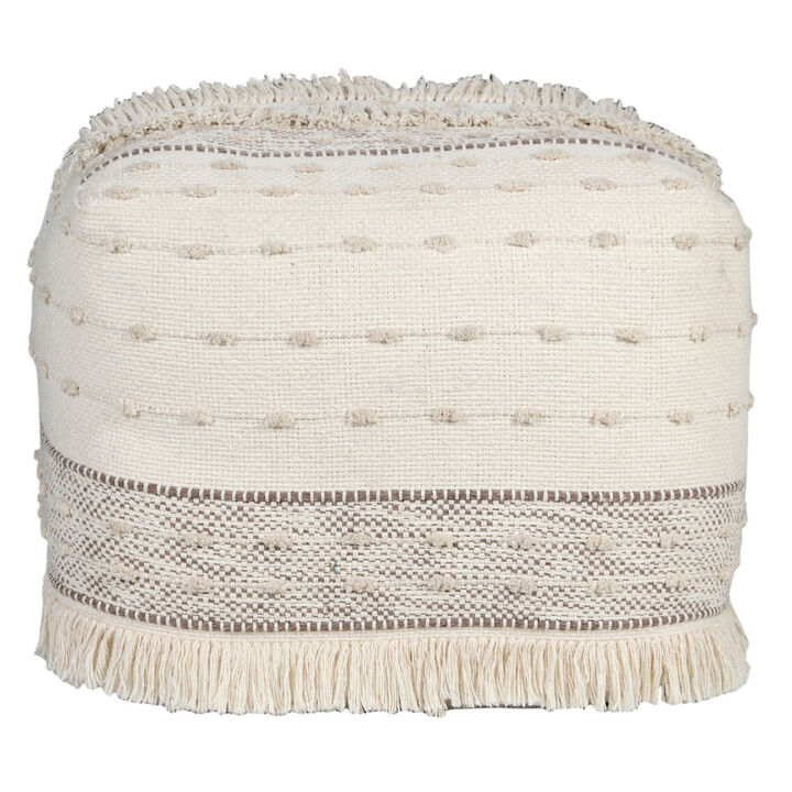 Handwoven Cotton Striped Pouf Ottoman for Bedroom or Lounge Decor