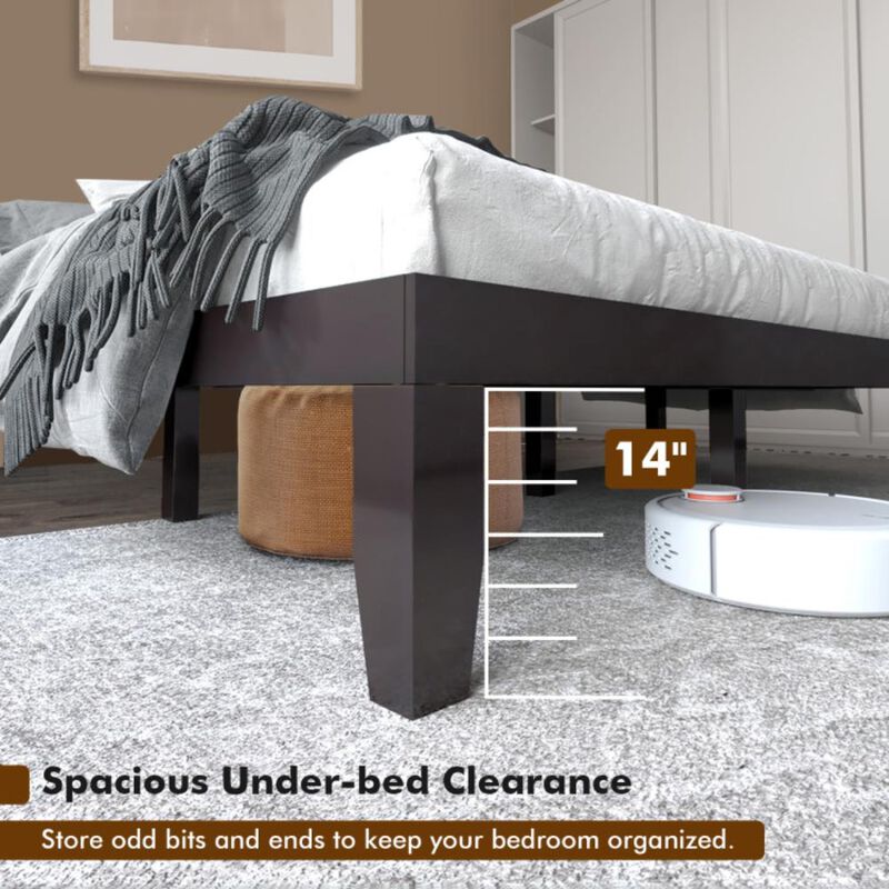 Hivvago King Size Rubber Wood Platform Bed Frame with Wood Slat Support