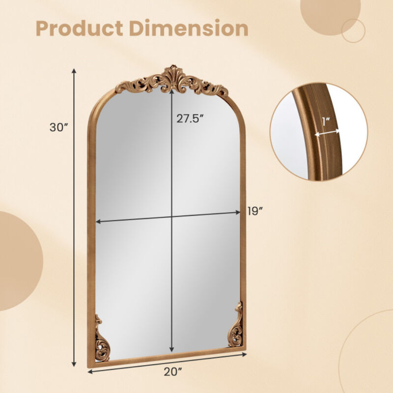 Arched Mirror for Wall Gold Traditional Vintage Ornate Baroque Mirror with Metal Frame image number 3
