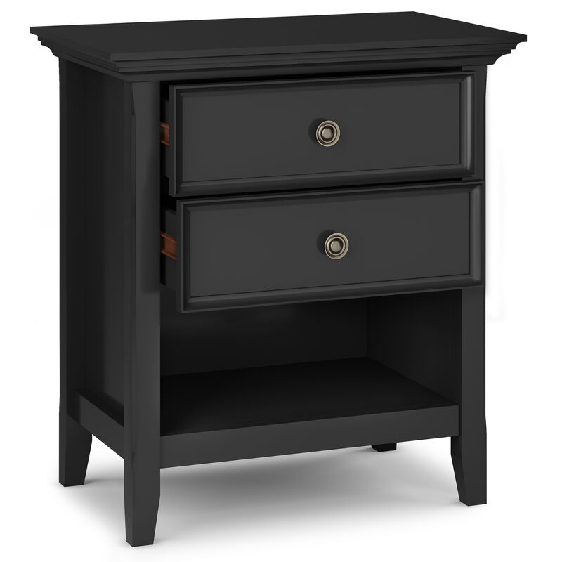 Amherst SOLID WOOD 24 inch Wide Traditional Bedside Nightstand Table in Black