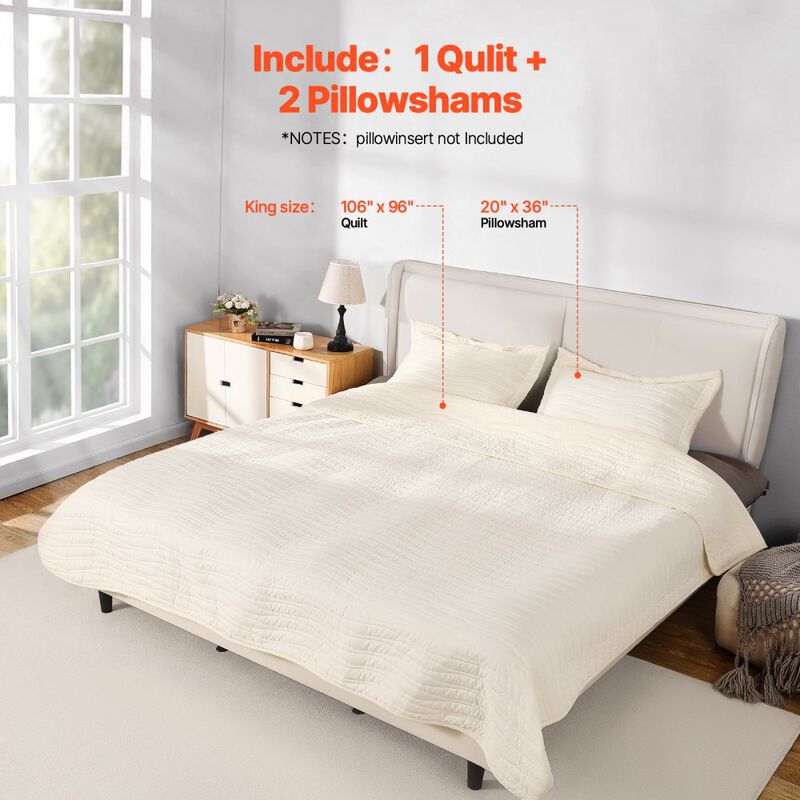 King Quilt Set 3 Piece, Lightweight Microfiber Bedding Set with Pillow Shams image number 4