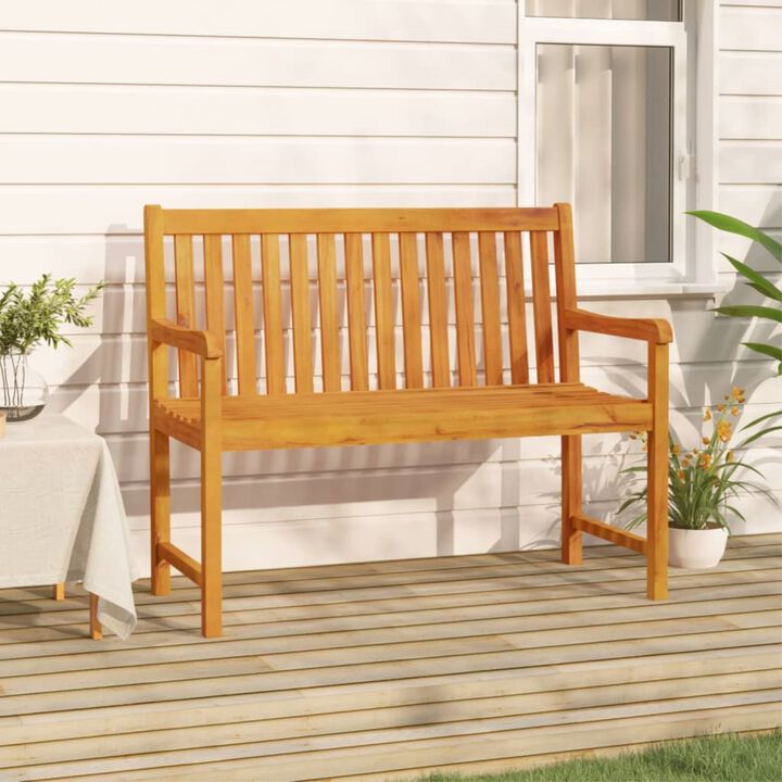 vidaXL Solid Acacia Wood Patio Bench with Oil Finished Surface - Weather-Resistant and Durable - Comfortable Seating with High Armrests and Backrest - Brown - Assembly Required