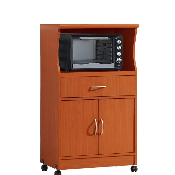 Kitchen Cabinet Microwave Cart with Storage Shelves and Drawer for Convenient Appliance Organization