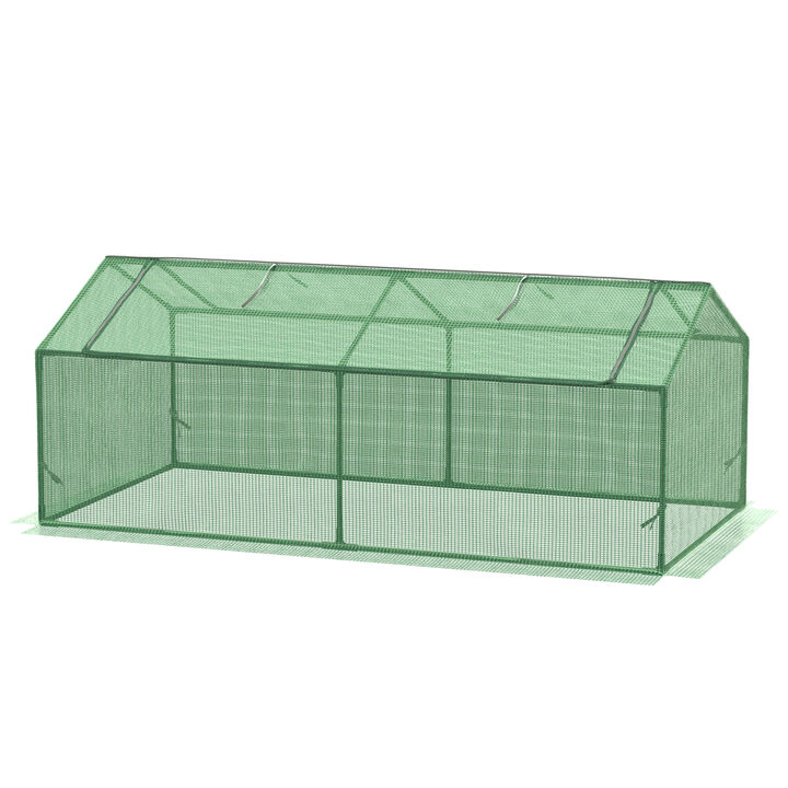 Outsunny 71" x 36" x 28" Mini Greenhouse Portable Hot House for Plants with Large Zipper Windows for Outdoor, Indoor, Garden, Green
