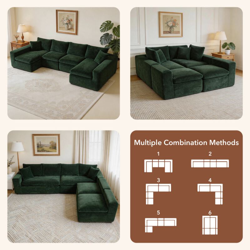 Nespfe Modular U-Shaped Compressed Sectional Sofa image number 6