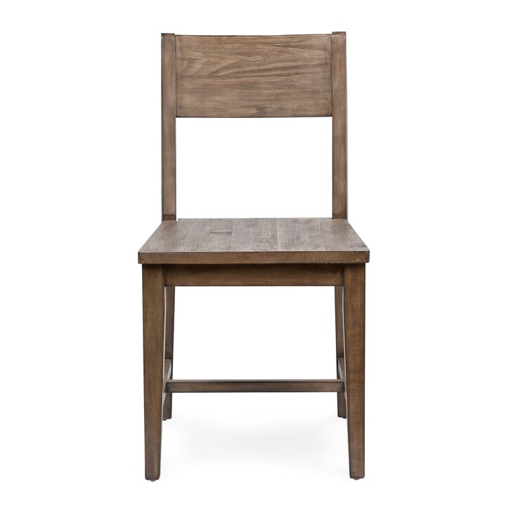 Lio 18 Inch Dining Chair Set of 2, Armless Open Style, Brown Pine Wood - Benzara